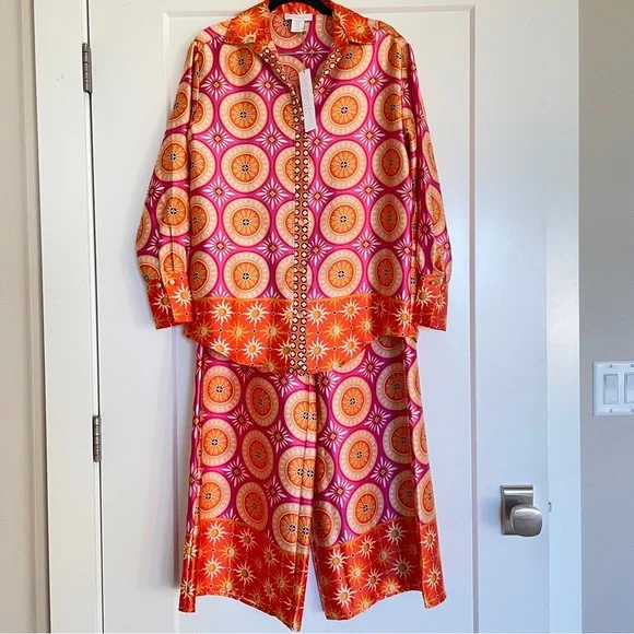 HARLOW 1960 2-piece satin pants set - Picture 3 of 11